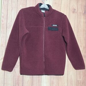 Columbia Burgundy Performance Fleece  Full Zip Front Jacket Size Large